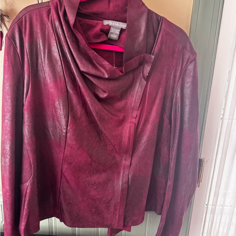 Kate & Mallory Burgundy Faux Leather Jacket